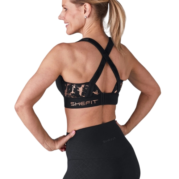 Shefit Flex Sports Bra Medium Impact Black Rose Gold Women's Size Medium - Picture 4 of 12